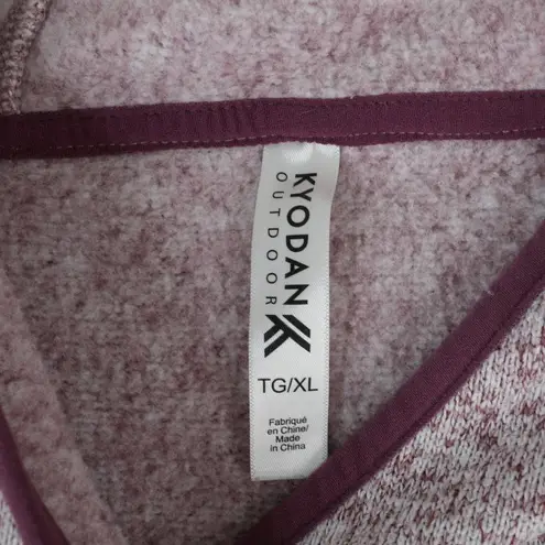 Kyodan Outdoor Hoodie Womens XL Pink Marled Quarter Zip Fleece Thumbholes Cozy