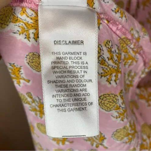 EMERSON FRY India Collection Lucy Maxi Dress Little Marigolds Pink/Orange Large Pink