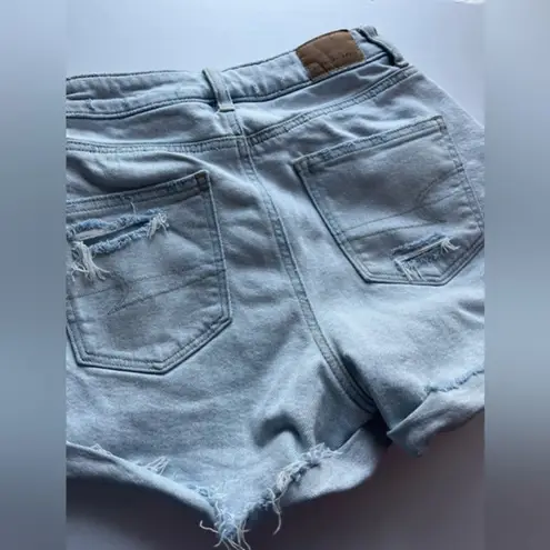 American Eagle  Outfitters • Destroyed Cuffed Light Blue Mom Shorts