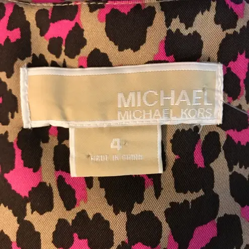 Michael Kors MICHAEL  Dress 100% Silk Pink Leopard