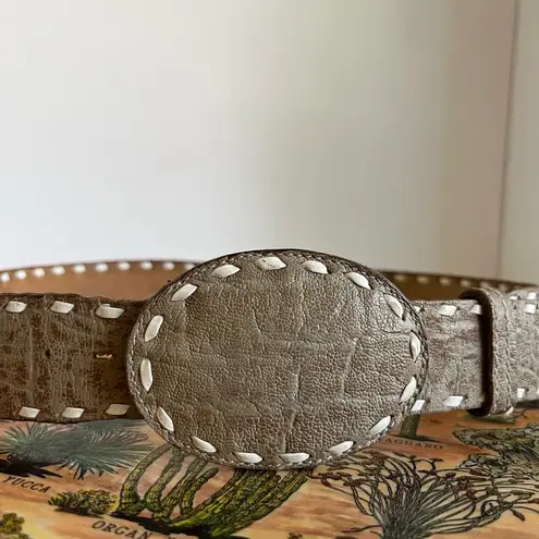 Vintage 90s Sand & Sage White Stitched Top Grain Cowhide Western Belt