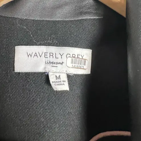 Waverly Grey Hudson Black Leather Trim Single Breasted Car Coat Size M Size M