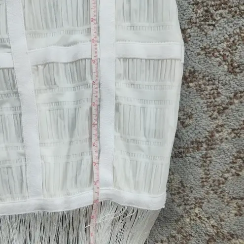 Elegant Sleeveless Bandage Fringe Dress White Large