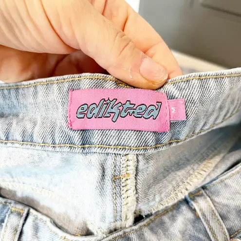 Edikted Low Rise Wide Leg Baggy Cotton Jeans Light Wash Blue Medium - Image 3