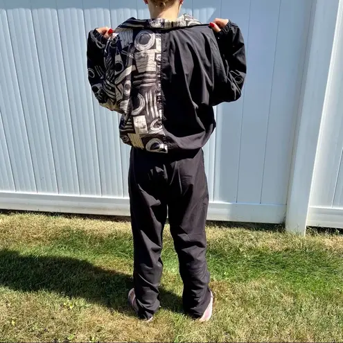 Vintage Pebble Beach Black Brown Retro Geometric 90’s Windbreaker Tracksuit Sz S