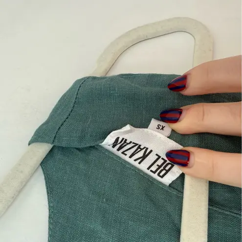 Bel Kazan Larkin Button Back Top + Atlas Gaucho Pants Linen 2pc Coord Set XS Blue