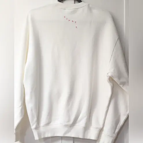 NEW CLARE V. iconique long sleeve sweatshirt in white with peony letters small