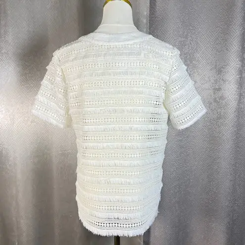 Waverly Grey White Crochet Fringe V