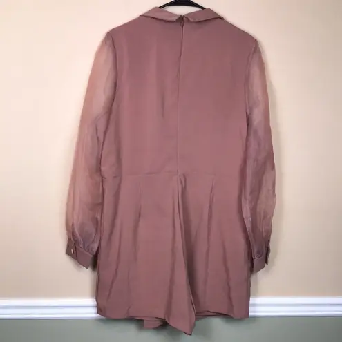 NWT QUII Women’s Faux Wrap Mauve Pink Knit Sheer Long Sleeve Suit Romper Size XL