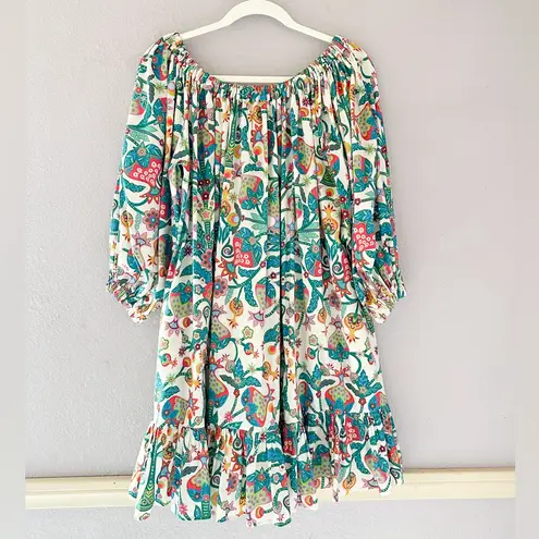 LA Double J Paloma Mini Dress Tree of Life Bianco Print XS