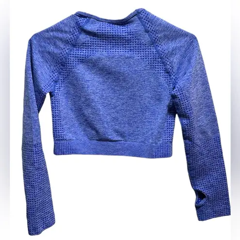 Gymshark BLUE/PURPLE ATHLETIC LONG SLEEVE CROP TOP WITH THUMBHOLES