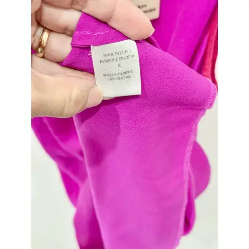 Theory  Silk Red Piping Scoop Neck Sleeveless Tank Top Fuschia Women's Size Small - Image 4