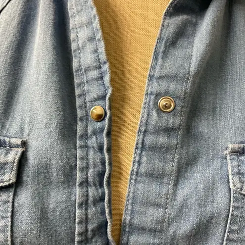 Sézane Sezane Servanne Women's Denim Shirt Long Sleeve Pear Snap Blue Size 34