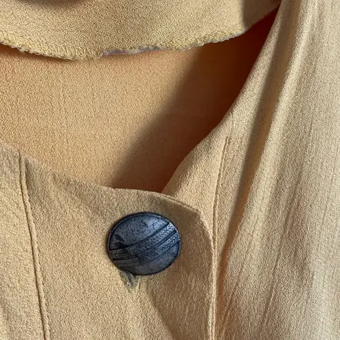 Vintage 80’s 90’s lagenlook button front drapery retro tunic top Gold Size L