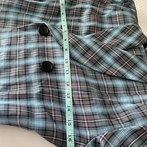 NLW Dress Womens Small Blue Checkered Navy Dress Waist Belt Long Sleeve