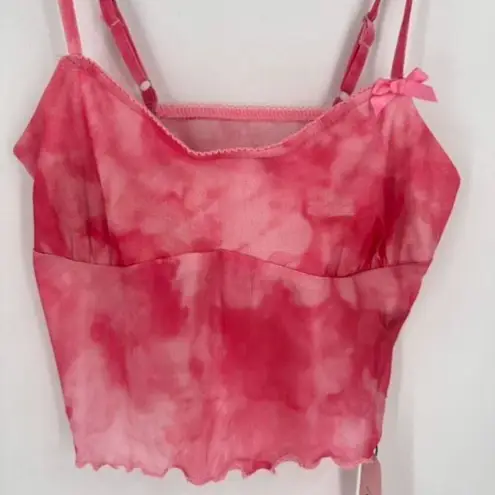 Micas NWT Pink sheer Ruffle Hem Crop Cami Tank Top Whimsical Fairy Small Cami