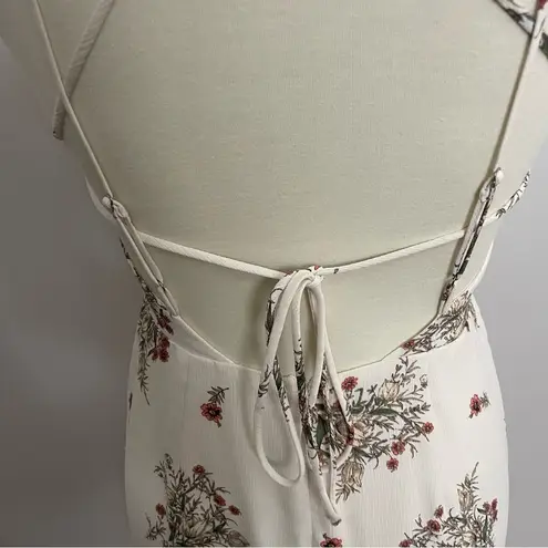 Lush Clothing Lush Dress Midi Halter Criss Cross Back High Neck Floral Botanical Cream Green