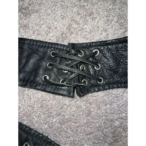 Leather Black Belted Riding Chaps Size Large Mens/Womens Black