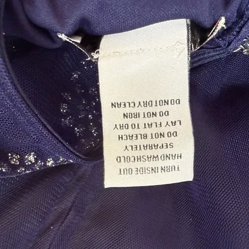 Social Code navy and silver sparkle halter illusion dress lined size 0 Blue