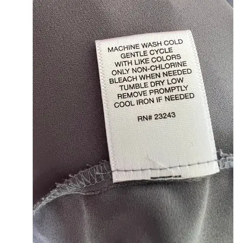 New York & Company Semi Sheer Cap Sleeve Blouse Large Gray