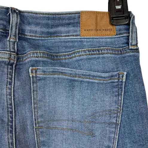 American Eagle  SZ 4 SHORT Jeggings Jeans Stretch Low-Rise Zip-Fly Whiskered Blue