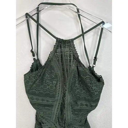 Beca Crochet Lace One Piece Swimsuit Deep Army Military Green M Boho Size M
