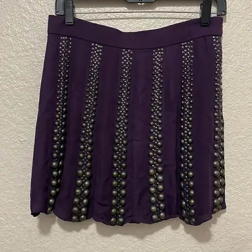 Tibi Silk Studded Mini Skirt Purple Size 6