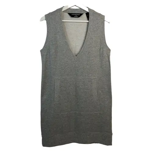 Norma Kamali  Size M Dress V-Neck Sleeveless Sweatshirt Tunic Gray Pocket Women’s