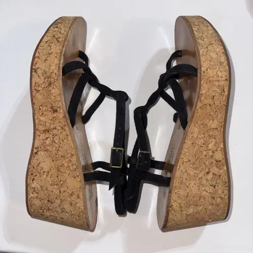 K Jacques St. Tropez Boho Wood Clog Leather Strap Wedge Sandals Brown 7.5