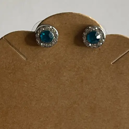 NWT Silver and Teal Stud Earrings Blue