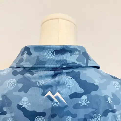 G/Fore Womens Skull Icon Camo Sleeveless Polo Golf Top Blue Logo Outdoors Large