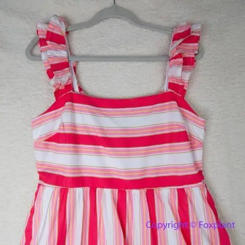 New! J Crew Factory Striped square neck midi dress. size 12 Pink