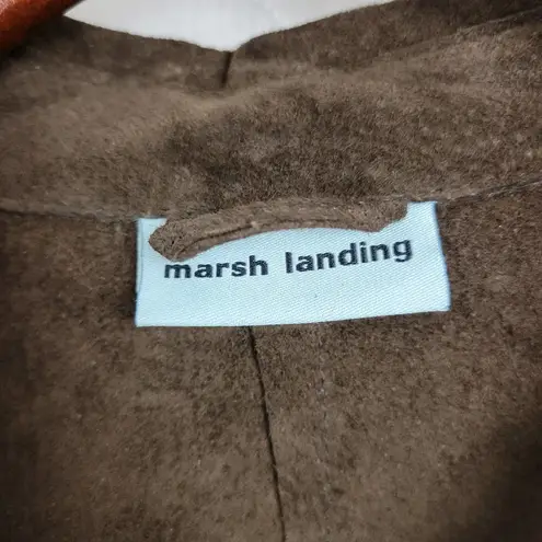 Marsh Landing Vtg  Womens Jacket Large Brown Suede Leather Button Down Shacket