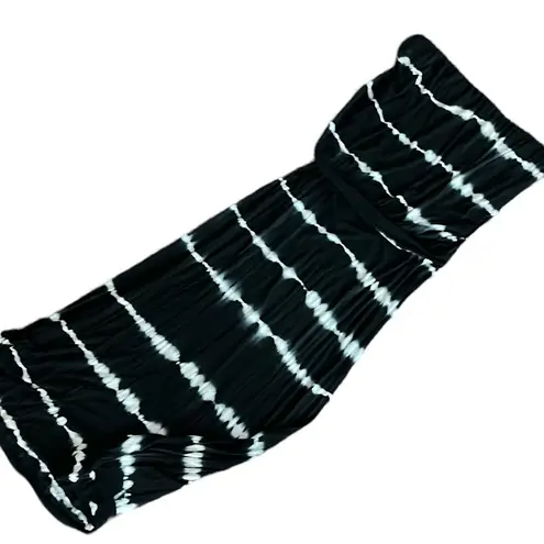 Elan Strapless black and white tie dye dress