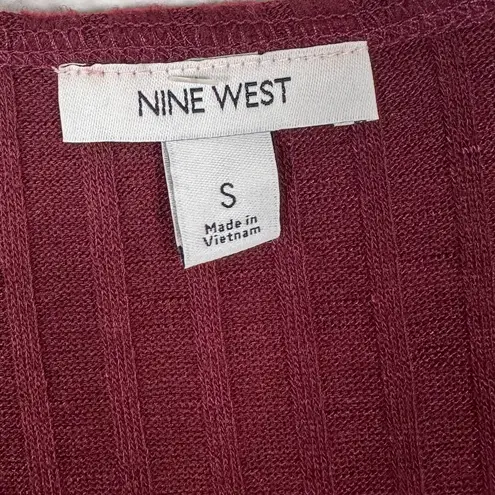 Nine West  Women’s Burgundy Rib Knit Duster Cardigan Sweater, NWT, Small MSRP $40