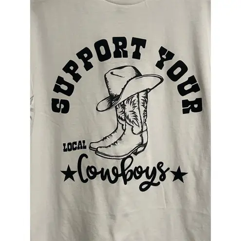 Charlotte Russe  T Shirt Womens XS White Graphic Tee Support Your Local Cowboys
