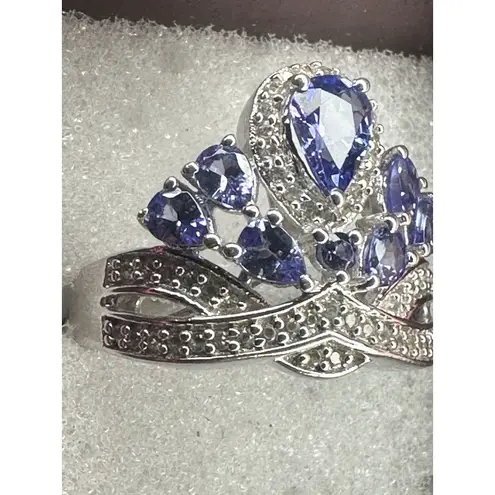 Sz.7 Tanzanite,925 Sterling Silver Crown Ring