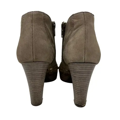 Paul Green Munchen Leather Perforated Peep Toe Heeled Booties