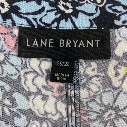 Lane Bryant  Blue Floral Button Front Blouse Sz.26/28 NWT