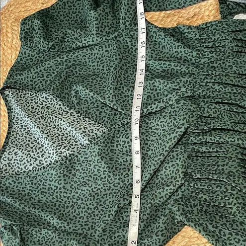 SheIn Green Pleated Boho Western Animal Print Maxi Dress