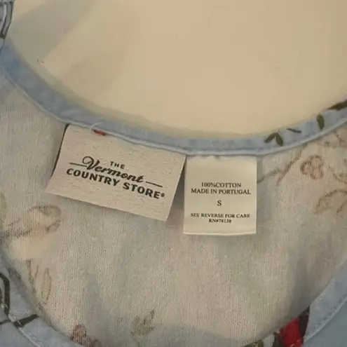 The Vermont Country Store Size Small Cardinal Bird Flannel Blue Novelty Top