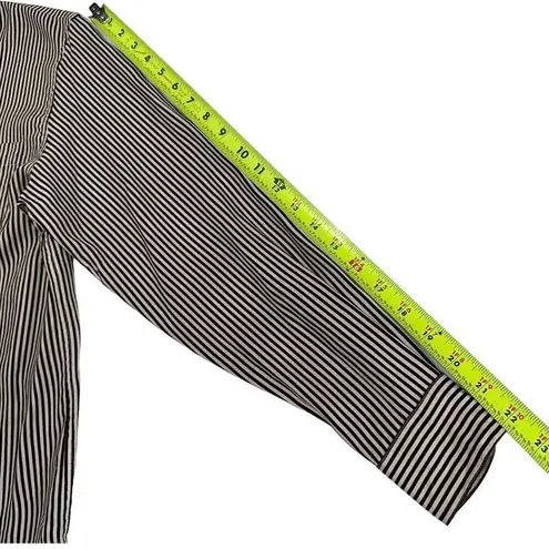 Vintage Lord & Taylor ￼100% Silk Pinstripe Longsleeve Buttondown Blouse Size 6P Brown - Image 5