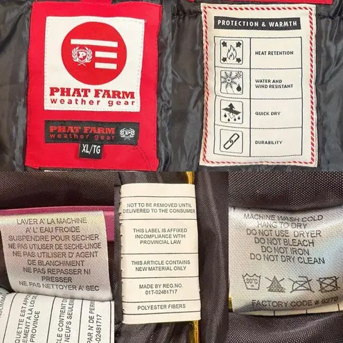 Phat Farm Weather Gear Men’s Parka Jacket | Size XL Black