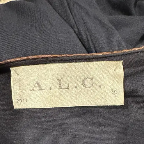 ALC Frank A.L.C. REVOLVE NAVY BLUE BODYCON SNAKESKIN TRIM RUCHED DRESS S