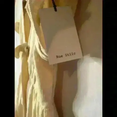 Rue Stiic Anthropologie Linen Ruffle Mini Dress Size L Boho Cream Size L