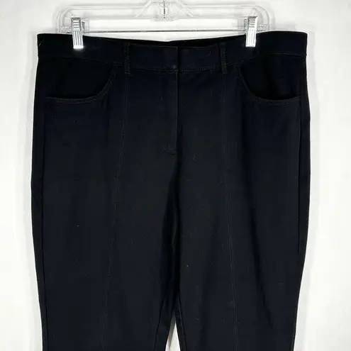 Isaac Mizrahi Plus Size 16 Pants Black Trousers Flare High Rise Stretch 266