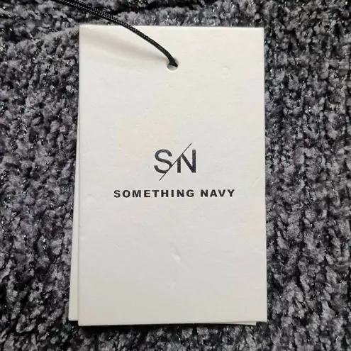 Something Navy Sweater Dress Knit Shimmer Gray Silver Metallic Size LARGE New