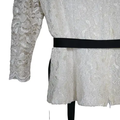 Alex Evenings Women's M White Lace Evening Blouse