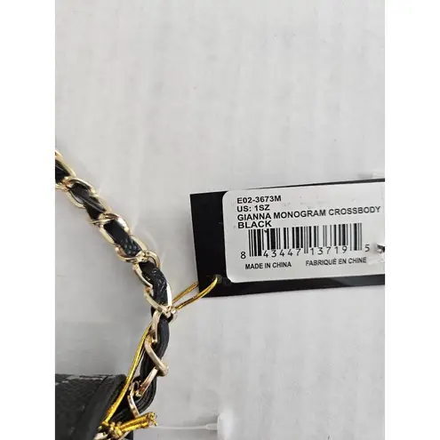 Bebe  Gianna Monogram Crossbody Chain Strap Purse NWT Black And Gold