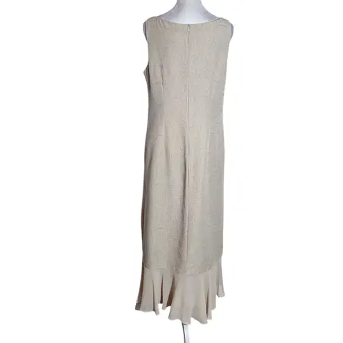 Danny & Nicole Beige Sleeveless Cocktail Maxi Dress Size 8 Wedding Guest Dress